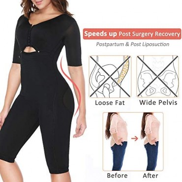 Women's Full Body Shaper Post Surgery Compression Garment Fajas Firm Control Bodysuit Shapewear with Sleeves