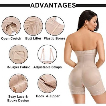 Wonder-Beauty Women's Waist Trainer Open Crotch Bodysuit Tummy Control Shapewear Full Body Shaper