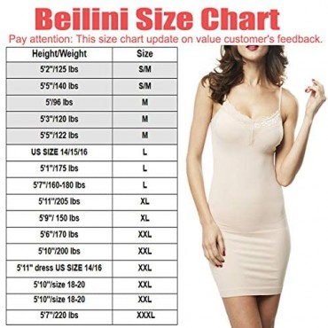 Beilini Women's Shapewear Full Slips Body Shaping Control Dress Spaghetti Strap Bodycon Dress Slip Cami Under Dresses