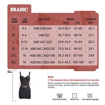 BRABIC Women's Dress Full Slip Shapewear Bodysuit Lingerie Body Shaper with Built-in Bra Tops Smooth Back