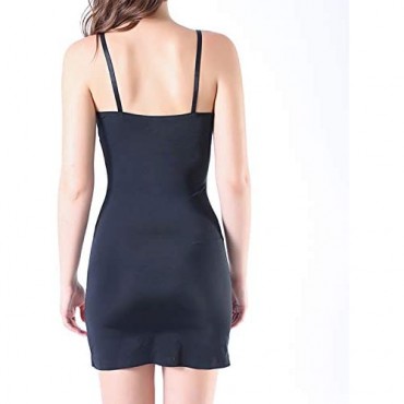 Defitshape Women's Full Slip for Under Dress Cami Body Shaper Seamless Deep V Neck Shapewear