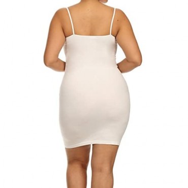 ICONOFLASH Women's Nylon Seamless Long Cami Slip Dress Plus Size and One Size
