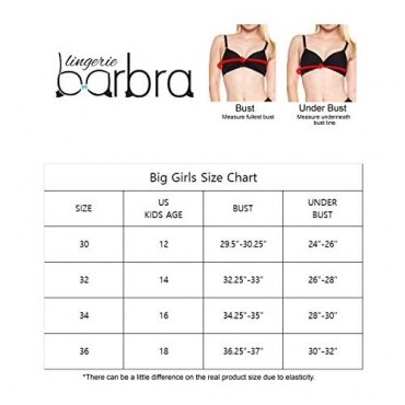 Barbra Lingerie Big Girls Bras for Teen Girl Wireless Molded Padded Juniors Training Bra 5 Pack