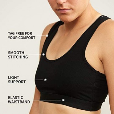 DANISH ENDURANCE Women’s Organic Cotton Stretch Bra 3-Pack Wireless & Lightweight Comfort for Everyday Wear
