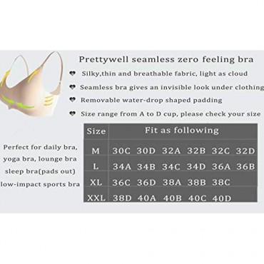 PRETTYWELL Comfortable Bras Seamless Wire Free Everyday Bras for A to D Cups V Neck Soft and Light Basic Bras for Women