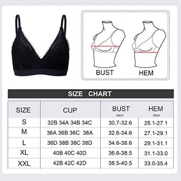 Rolewpy Women’s Floral Lace Bralette Plunge Deep V Removable Pad Bra Wirefree Crop Top with Adjustable Strap