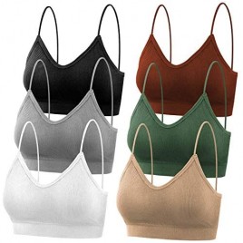 selizo Padded Bralettes for Women 6 Pcs Sports Bras for Women Pack V Neck Cami Bando Bra for Women Girls