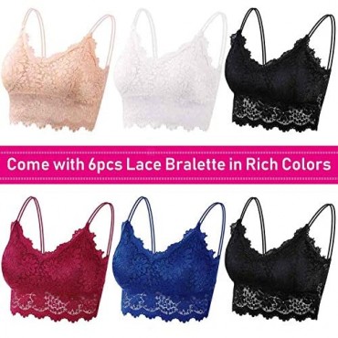 selizo Padded Bralettes for Women Sexy Lace Bralettes for Women Pack of 6 Bandeau Bras for Women Girls