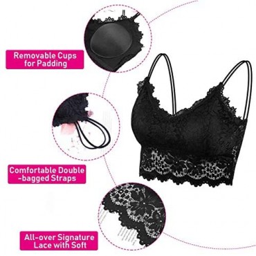 selizo Padded Bralettes for Women Sexy Lace Bralettes for Women Pack of 6 Bandeau Bras for Women Girls