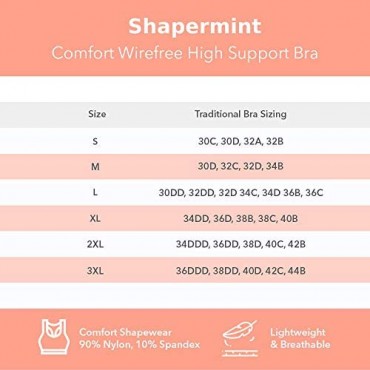 Shapermint Compression Wirefree High Support Bra for Women Small to Plus Size Everyday Wear Exercise and Offers Back Support