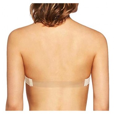 Strapless Bra with Clear Straps Lightly Padded Push-Up Brassiere in Invisible and Transparent Back