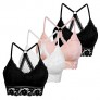 URATOT 4 Pieces Lace Bralette Removable Padded Lace Racerback Bra for Women Girls