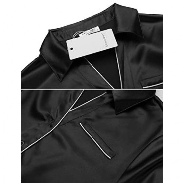 Ekouaer Women's Satin Nightgowns Silk Sleepshirt Button Down Sleep Dress Long Sleeve & 3/4 Sleeve Sleepwear S-XXL