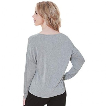 NACHILA Women's Long-Sleeve V-Neck T-Shirt Lounge Tops Supersoft Pajama-top S-X-Large