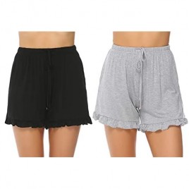 Aibrou Women's Pajama Shorts Cotton Striped Sleep Shorts Short Pajama Bottoms for Summer