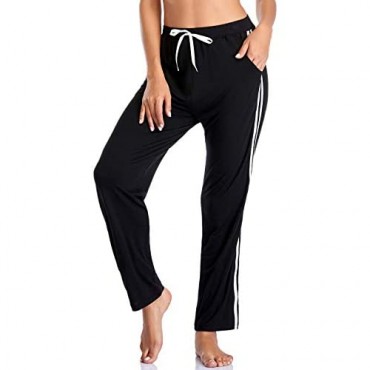 ASIMOON Womens Yoga Pants Comfy Casual Stretch Lounge Pants Lightweight Loose Straight Running Athletic Pants with Pockets