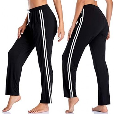 ASIMOON Womens Yoga Pants Comfy Casual Stretch Lounge Pants Lightweight Loose Straight Running Athletic Pants with Pockets