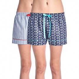 Casual Nights Women's 2 Pack Cotton Woven Lounge Boxer Shorts