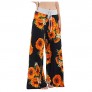 GiniMoli Women's Pajama Lounge Pants Stretch Floral Print Drawstring Long Wide Leg Lounge Pants