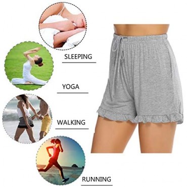 Hawiton 1 & 2 PCS Women Striped Cotton Sleeping Pajama Bottoms Exercise Fitness Shorts