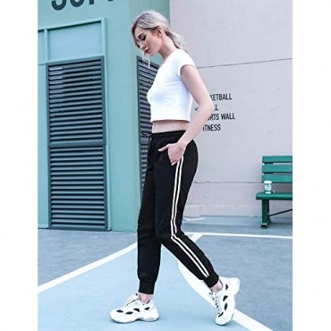 Hawiton Women Active Pants Drawstring Yoga Jogger Workout Sportwear Sweatpants with Pockets