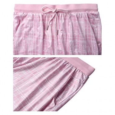 Hawiton Women Plaid Sleeping Pajama Sleepwear Exercise Fitness Shorts