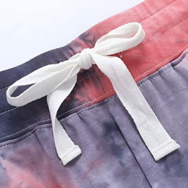 HEARTNICE Women Cotton Pajama Pants Long Tie-Dye Pj Bottom Soft Jogger Casual Trousers Sleepwear