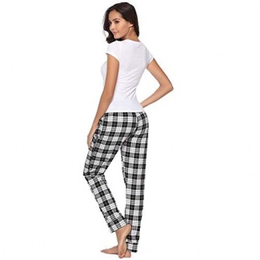 iClosam Women's Pajama Bottoms 100% Cotton Sleepwear Check PJS Lounge Pants Trousers(S-XXL)