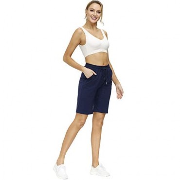 LOMON Women's Athletic Bermuda Shorts Lounge Pajama Workout Jersey Shorts with Deep Pockets