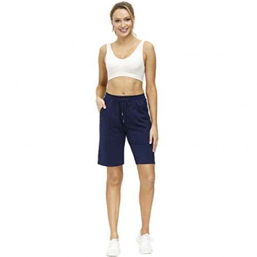 LOMON Women's Athletic Bermuda Shorts Lounge Pajama Workout Jersey Shorts with Deep Pockets