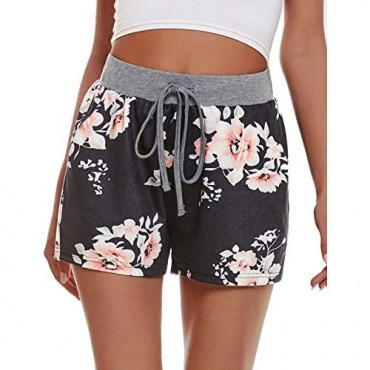 MEROKEETY Women's Summer Comfy Elastic Waist Shorts Workout Lounge Short Pants with Pockets