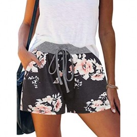 MEROKEETY Women's Summer Comfy Elastic Waist Shorts Workout Lounge Short Pants with Pockets