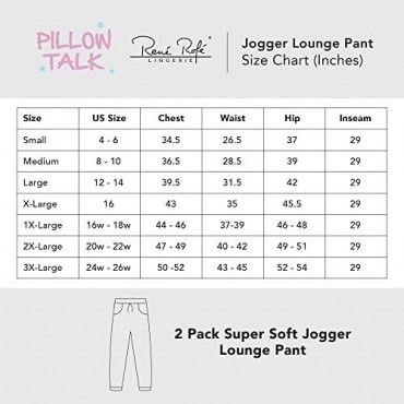 Pillow Talk by René Rofé Sleepwear Women's 2 Pack Yummy Butter Soft Jersey Jogger Lounge Pajama Sleep Pant