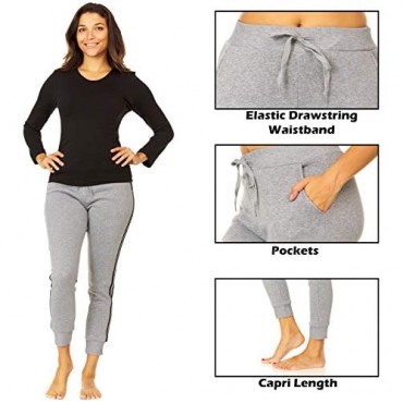 UNIQUE STYLES ASFOOR Capri Fleece Joggers Sweatpants for Women with Pockets High Rise Comfy Sweat Pants