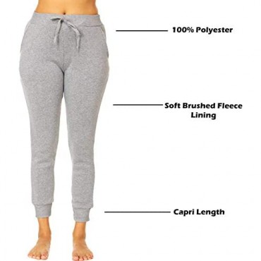 UNIQUE STYLES ASFOOR Capri Fleece Joggers Sweatpants for Women with Pockets High Rise Comfy Sweat Pants