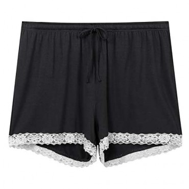 Womens Soft Pajama/Pj/Sleep/Lounge Shorts Bottoms with Lace Trim