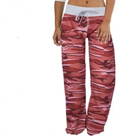 YXZFZ Women's High Waist Wide Leg Lounge Pants Comfy Casual Camouflage Printed Pajama Sweatpants