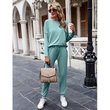 Abollria Women's 2 Piece Outfit Joggers Sets Pajama Sets Long Sleeve Crewneck Pullover Tops Long Pants Tracksuits
