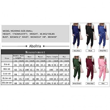 Abollria Women's 2 Piece Outfit Joggers Sets Pajama Sets Long Sleeve Crewneck Pullover Tops Long Pants Tracksuits