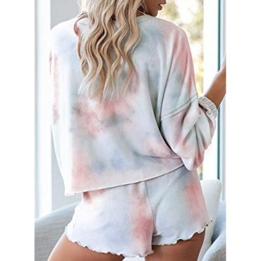 Astylish Womens Long Sleeve Sof 2 Piece Short Pajamas Set Nightwear Sleepwear Loungewear