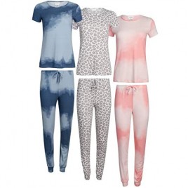 Catherine Malandrino Women's Pajamas - Short Sleeve T-Shirt and Jogger Sweatpants Sleepwear Set (6 Piece)