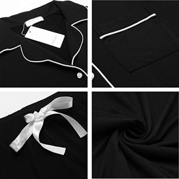 Ekouaer Pajamas Set Short Sleeve Sleepwear Womens Button Down Nightwear Soft Pj Lounge Sets XS-XXL