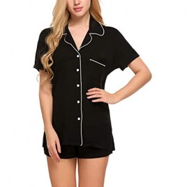 Ekouaer Sleepwear Womens Pajama Set Short Sleeve Pjs Button Down Nightwear Soft Loungewear XS-XXL