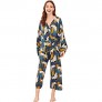 Floerns Women's 3 Piece Crane Print Cami Long Pants Pajama Robe Set Without Belt