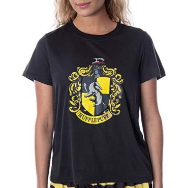 Harry Potter Women's Hogwarts Castle Shirt and Shorts Sleepwear Pajama Set - All 4 Houses Available