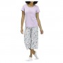HUE Women's Printed Knit Short Sleeve Tee and Capri 2 Piece Pajama Set