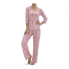HUE Women's Printed Rayon 2 Piece Pajama Set