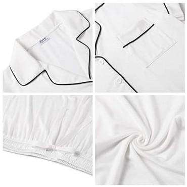 Joyaria Womens Ultra Soft Pajama Button Down Short Sleeve Pj Set-Small-XXL