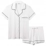 Joyaria Womens Ultra Soft Pajama Button Down Short Sleeve Pj Set-Small-XXL