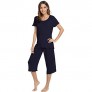 LazyCozy Women's Capri Pajamas Sets with Short Sleeves Top
